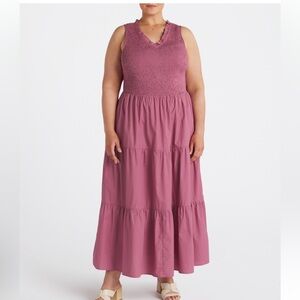 41 Hawthorn Malia Flutter V Neck Maxi Dress in Pink 3X